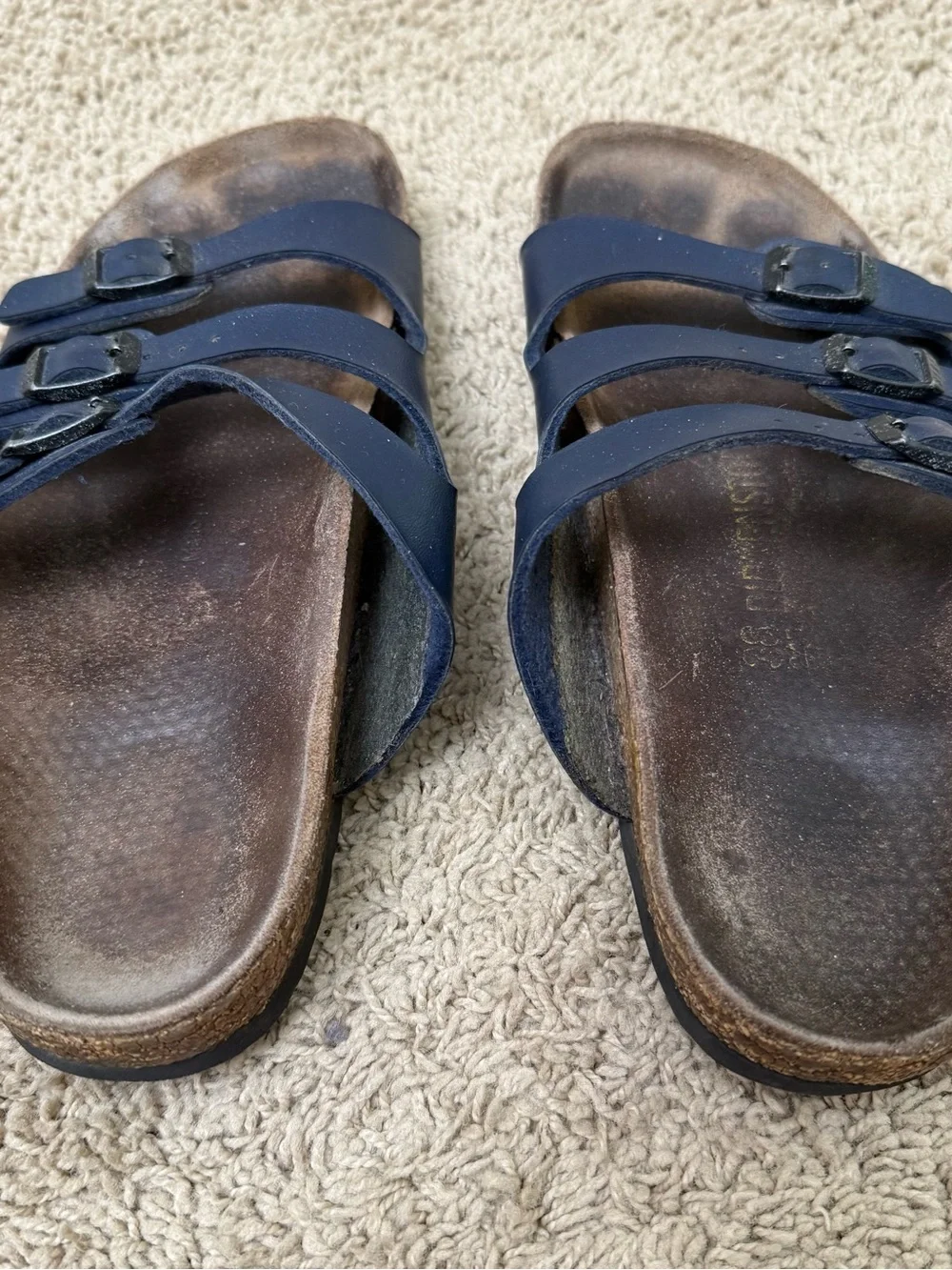 Birkenstock Navy Blue Triple-Strap Sandals